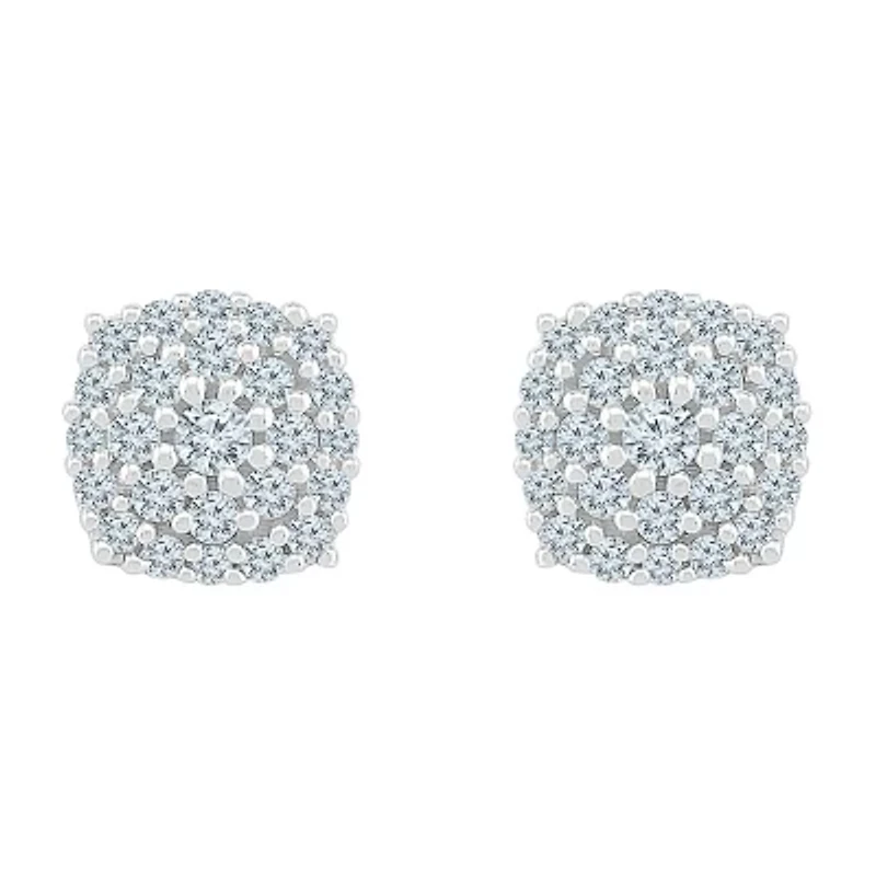 1/4 CT. T.W. Natural White Diamond 10K White Gold 5.8mm Stud Earrings