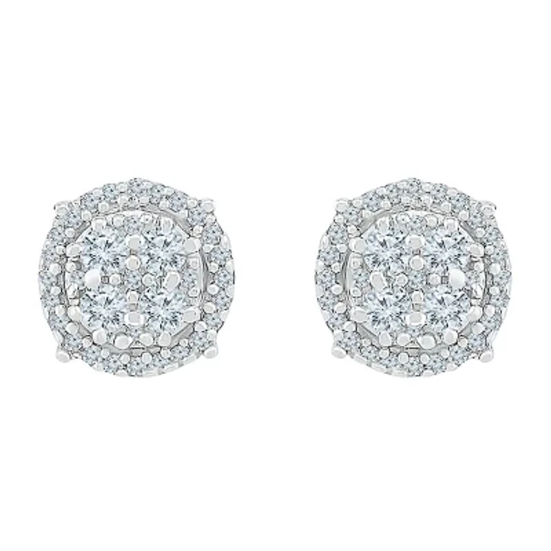 1/3 CT. T.W. Natural White Diamond 10K White Gold 7.3mm Stud Earrings