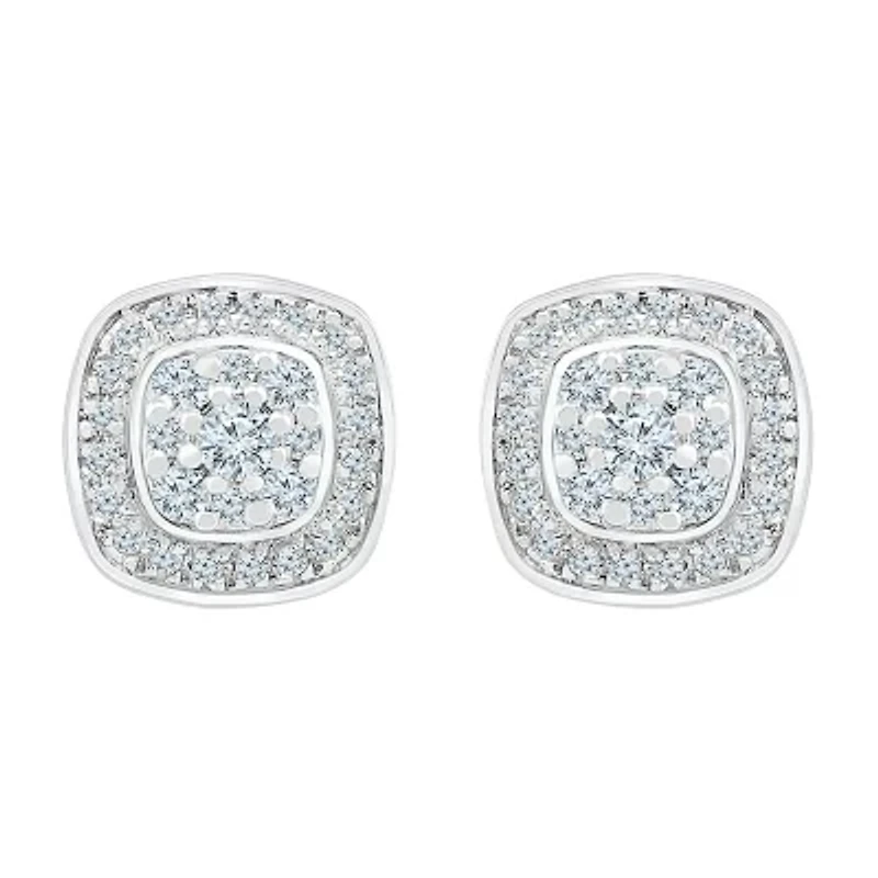 1/2 CT. T.W. Natural White Diamond 10K White Gold 9.9mm Stud Earrings
