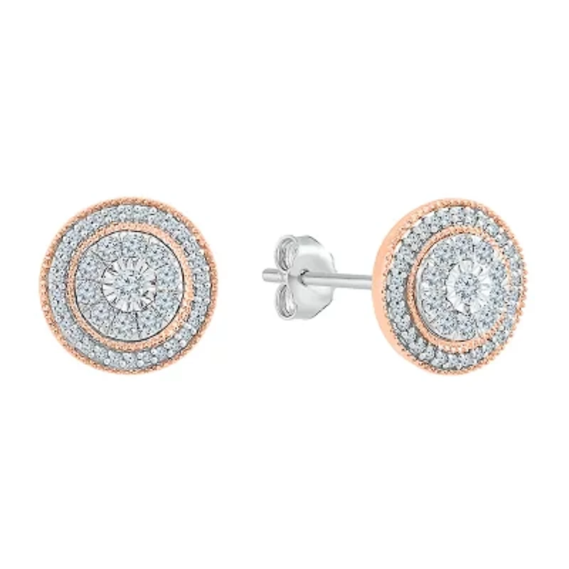 1/2 CT. T.W. Natural White Diamond 10K Two Tone Gold 10.9mm Stud Earrings