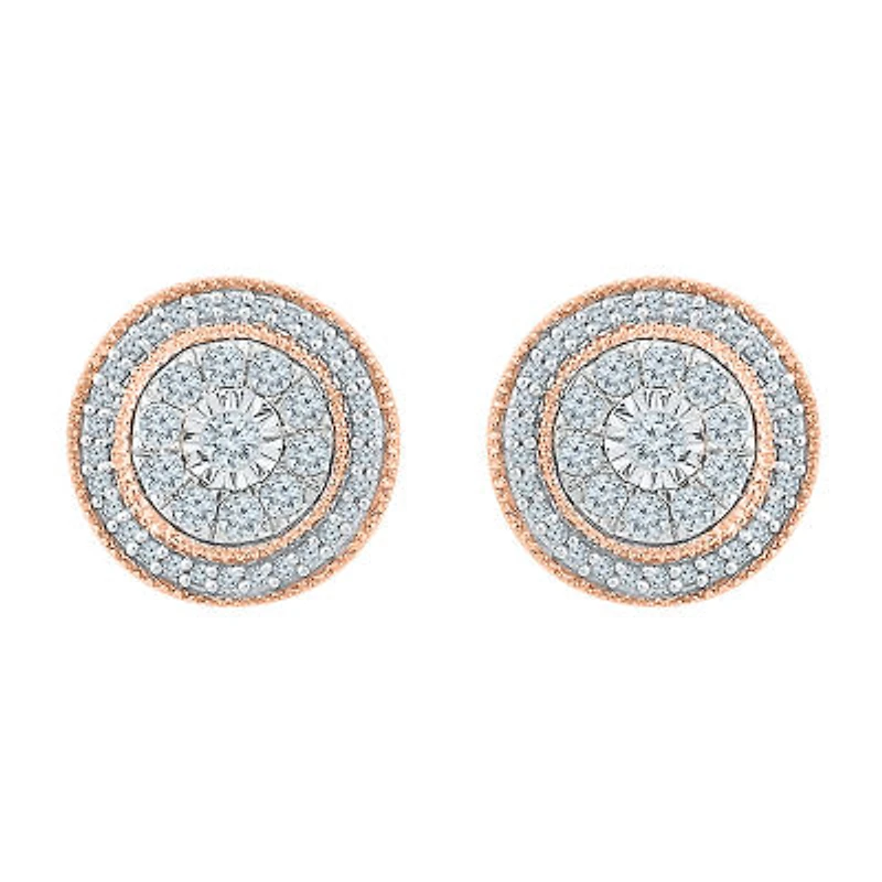 1/2 CT. T.W. Natural White Diamond 10K Two Tone Gold 10.9mm Stud Earrings