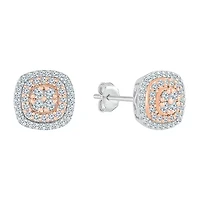 1 CT. T.W. Natural White Diamond 10K Two Tone Gold 10.9mm Stud Earrings
