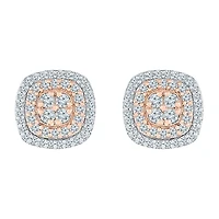 1 CT. T.W. Natural White Diamond 10K Two Tone Gold 10.9mm Stud Earrings