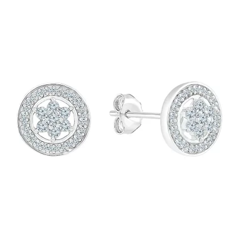 1/4 CT. T.W. Natural White Diamond 10K White Gold 9mm Stud Earrings