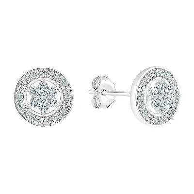 1/4 CT. T.W. Natural White Diamond 10K White Gold 9mm Stud Earrings