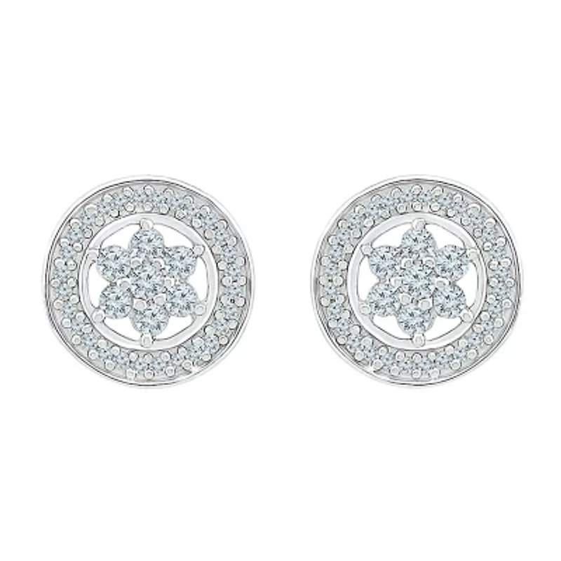 1/4 CT. T.W. Natural White Diamond 10K White Gold 9mm Stud Earrings