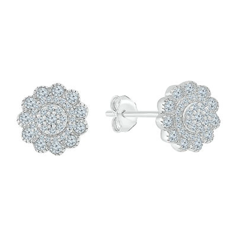 3/8 CT. T.W. Natural White Diamond 10K White Gold 9.2mm Stud Earrings
