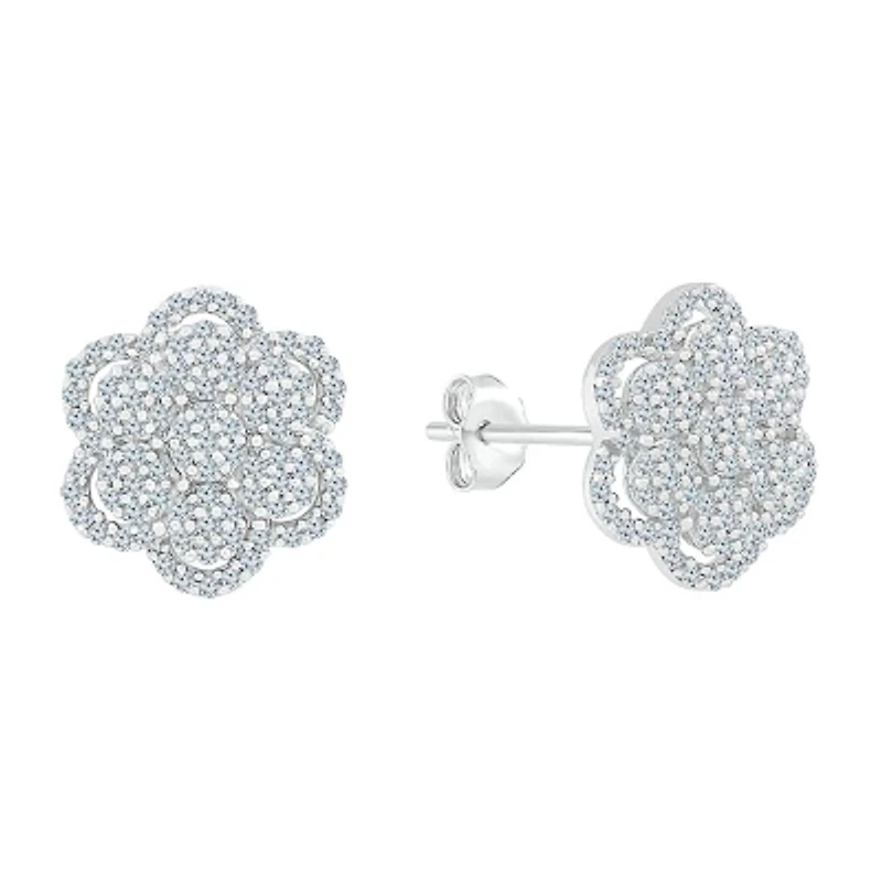 1/3 CT. T.W. Natural White Diamond 10K White Gold 11.5mm Stud Earrings