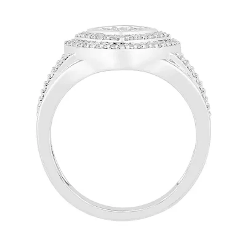 Womens /4 CT. T.W. Natural White Diamond 10K Gold Halo Cocktail Ring