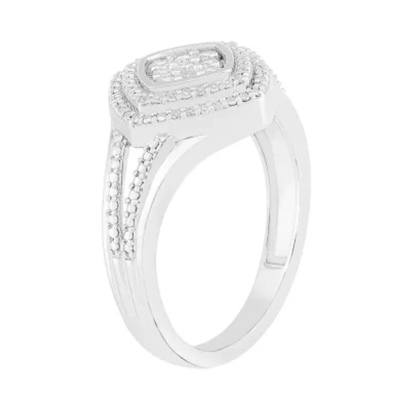 Womens 1/ CT. T.W. Natural White Diamond 10K Gold Halo Cocktail Ring