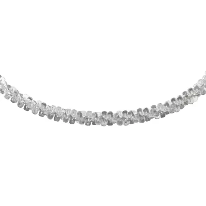 Made in Italy Womens Sterling Silver 8 Inch Solid Link Chain Bracelet