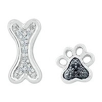 Mismatched Womens Diamond Accent Natural Black Diamond Sterling Silver Drop Earrings