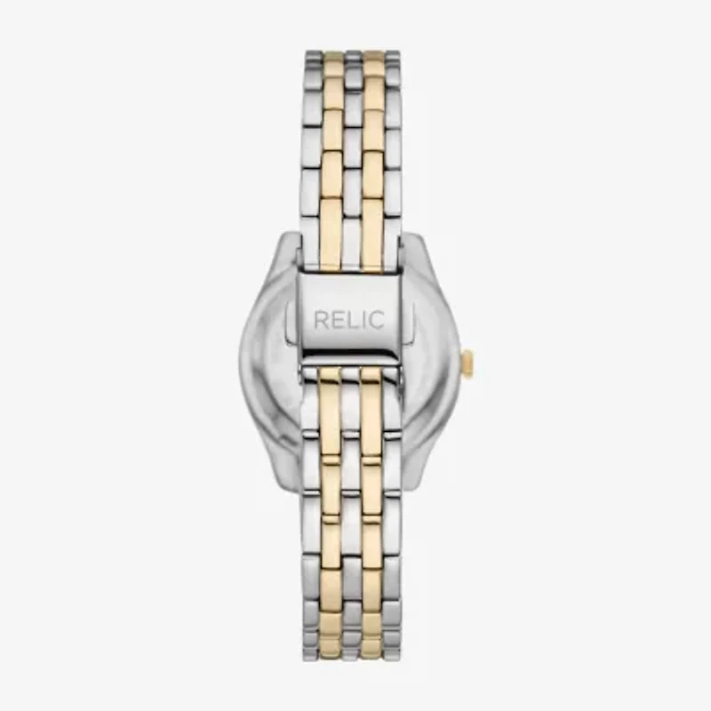 Relic By Fossil Womens Crystal Accent Two Tone Bracelet Watch Zr12656