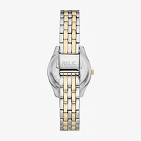 Relic By Fossil Womens Crystal Accent Two Tone Bracelet Watch Zr12656