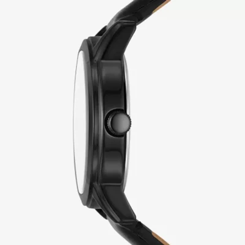 Relic By Fossil Mens Multi-Function Black Leather Strap Watch Zr15999