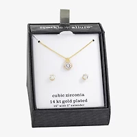 Sparkle Allure Womens Cubic Zirconia 14K Gold Over Brass Round 2-pc. Jewelry Set