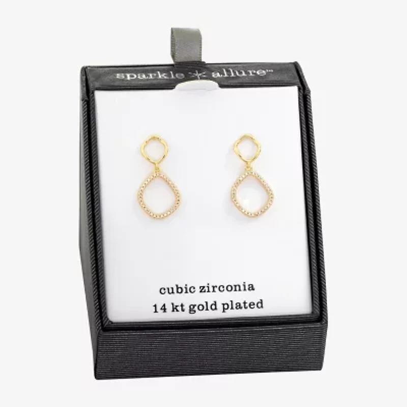 Sparkle Allure Womens Cubic Zirconia 14K Gold Over Brass Oblong Drop Earrings