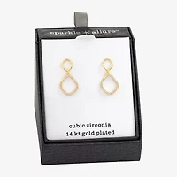Sparkle Allure Womens Cubic Zirconia 14K Gold Over Brass Oblong Drop Earrings