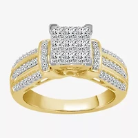 1 CT.T.W. Natural Diamond Side Stone Engagement Ring in 10K or 14K Gold