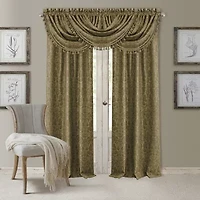Elrene Home Fashions Antonia Floral Damask Back Tab Embellished Blackout Single Curtain Panel