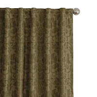 Elrene Home Fashions Antonia Floral Damask Back Tab Embellished Blackout Single Curtain Panel