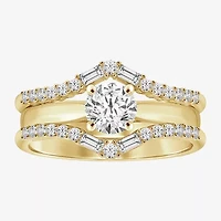 Womens 3/8 CT. T.W. Natural White Diamond 14K Gold Wedding Ring Guard
