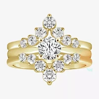 Womens 1 CT. T.W. Natural White Diamond 14K Gold Wedding Ring Guard