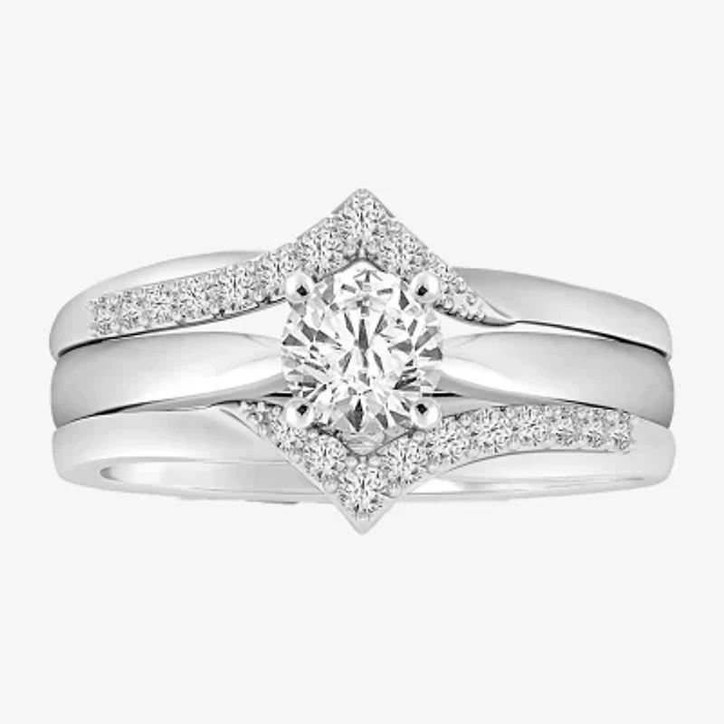 Womens 1/5 CT. Natural White Diamond 14K Gold Wedding Ring Guard