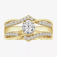 Womens 1/4 CT. T.W. Natural White Diamond 14K Gold Wedding Ring Guard