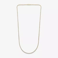 Mens White Diamond 10K Gold 24 Inch Tennis Necklace