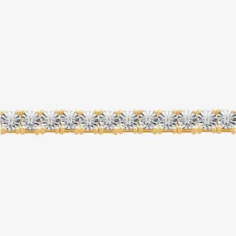 Mens White Diamond 10K Gold 24 Inch Tennis Necklace