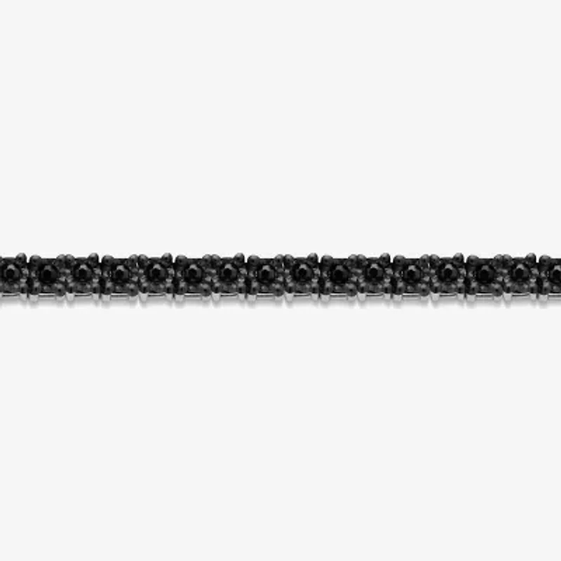 Mens Black Diamond 10K White Gold 24 Inch Tennis Necklace