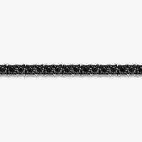 Mens Black Diamond 10K White Gold 24 Inch Tennis Necklace