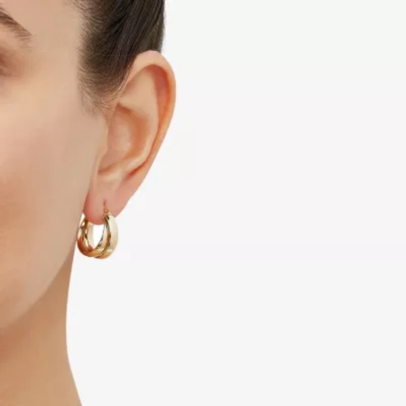 Made in Italy Womens 14K Gold 15mm Hoop Earrings