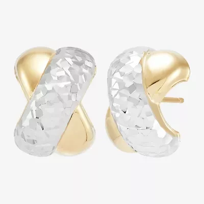 Made in Italy 14K Two Tone Gold 15mm Stud Earrings