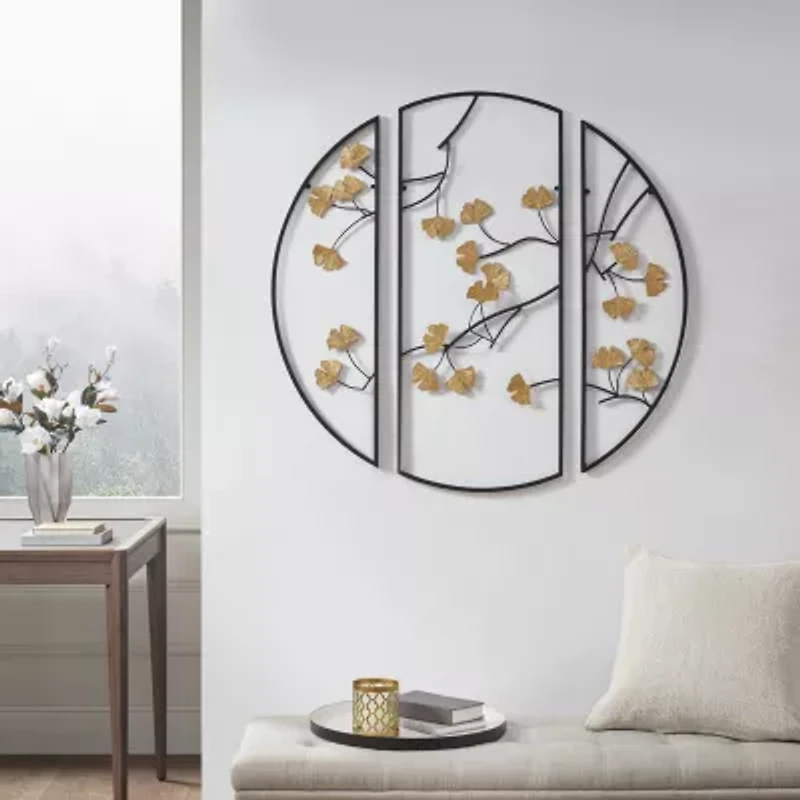 Madison Park Golden Gingko Leaves 3-pc. Floral Metal Wall Art