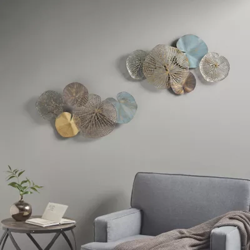 Madison Park Lenzie Lily Pad Leaves Metal 2-pc. Wall Art Set