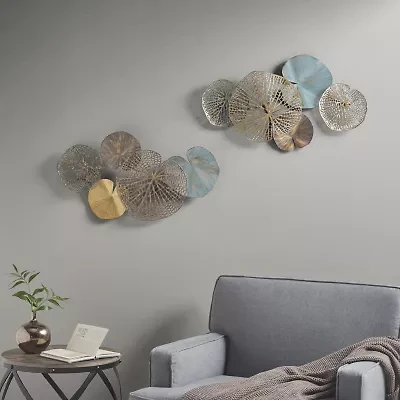 Madison Park Lenzie Lily Pad Leaves Metal 2-pc. Wall Art Set