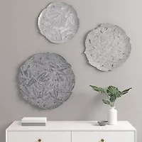 Madison Park Rosalie Textured Feather Metal Disc 3-pc. Wall Art Set