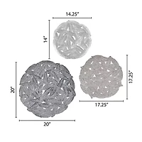 Madison Park Rosalie Textured Feather Metal Disc 3-pc. Wall Art Set