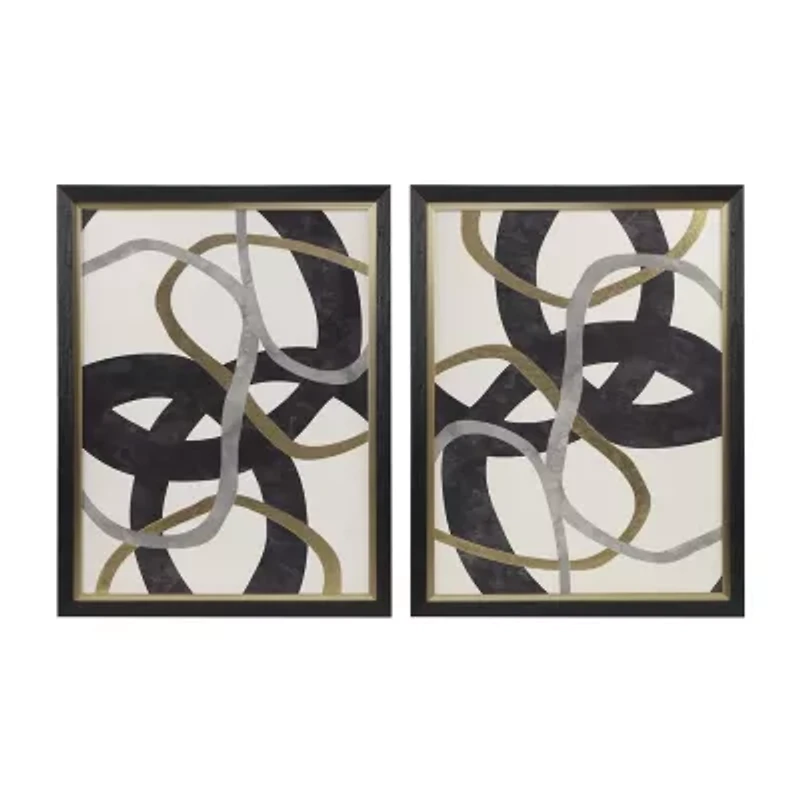 Madison Park Moving Midas Gold Foil Abstract Framed 2-pc. Canvas Art