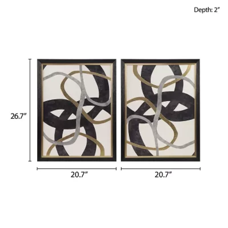 Madison Park Moving Midas Gold Foil Abstract Framed 2-pc. Canvas Art