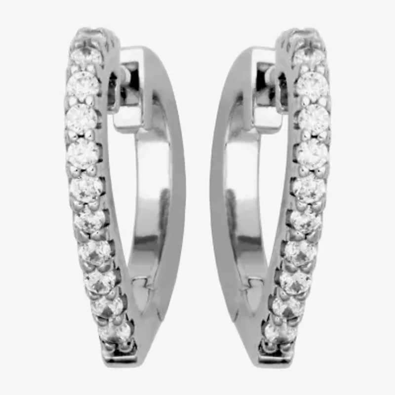 Paris 1901 By Charles Garnier Womens Cubic Zirconia Sterling Silver 16.6mm Heart Hoop Earrings