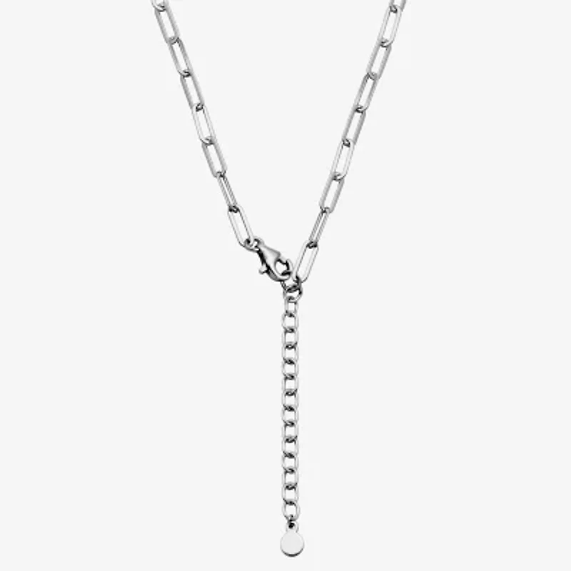Paris 1901 By Charles Garnier Womens White Cubic Zirconia Sterling Silver Heart Paperclip 18 Inch Pendant Necklace
