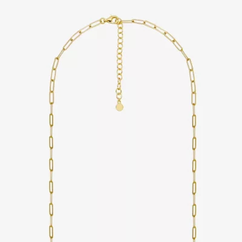 Paris 1901 By Charles Garnier Womens White Cubic Zirconia 18K Gold Over Silver Circle Paperclip 18 Inch Pendant Necklace