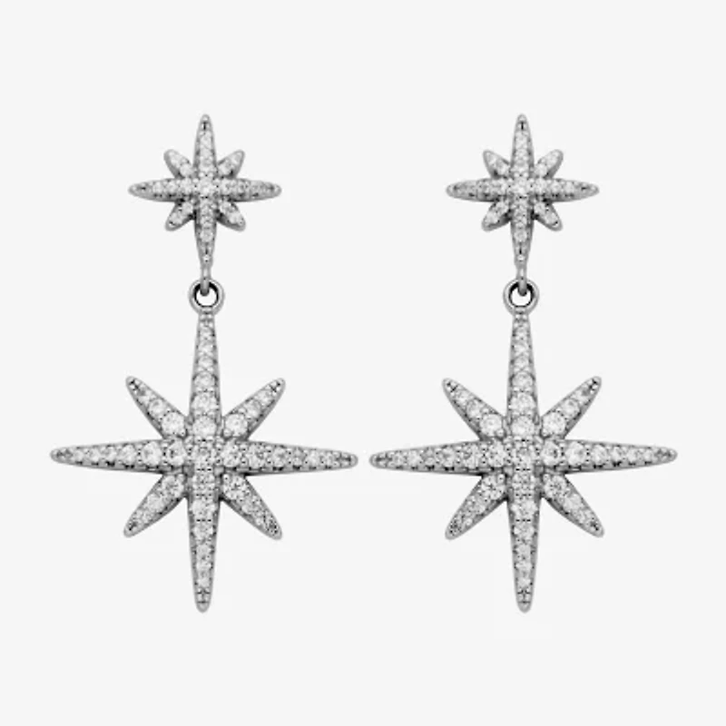 Paris 1901 By Charles Garnier North Star Womens Cubic Zirconia Sterling Silver Star Drop Earrings