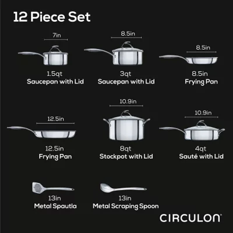 Circulon Steelshield Stainless Steel 12-pc. Cookware Set