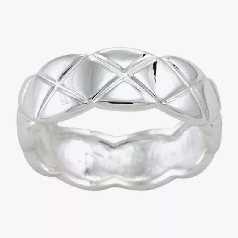 Sparkle Allure Textured Womens 7MM Cubic Zirconia Pure Silver Over Brass Band