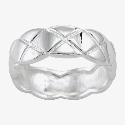 Sparkle Allure Textured Womens 7MM Cubic Zirconia Pure Silver Over Brass Band