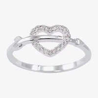 Sparkle Allure Womens Cubic Zirconia Pure Silver Over Brass Arrow Heart Delicate Band